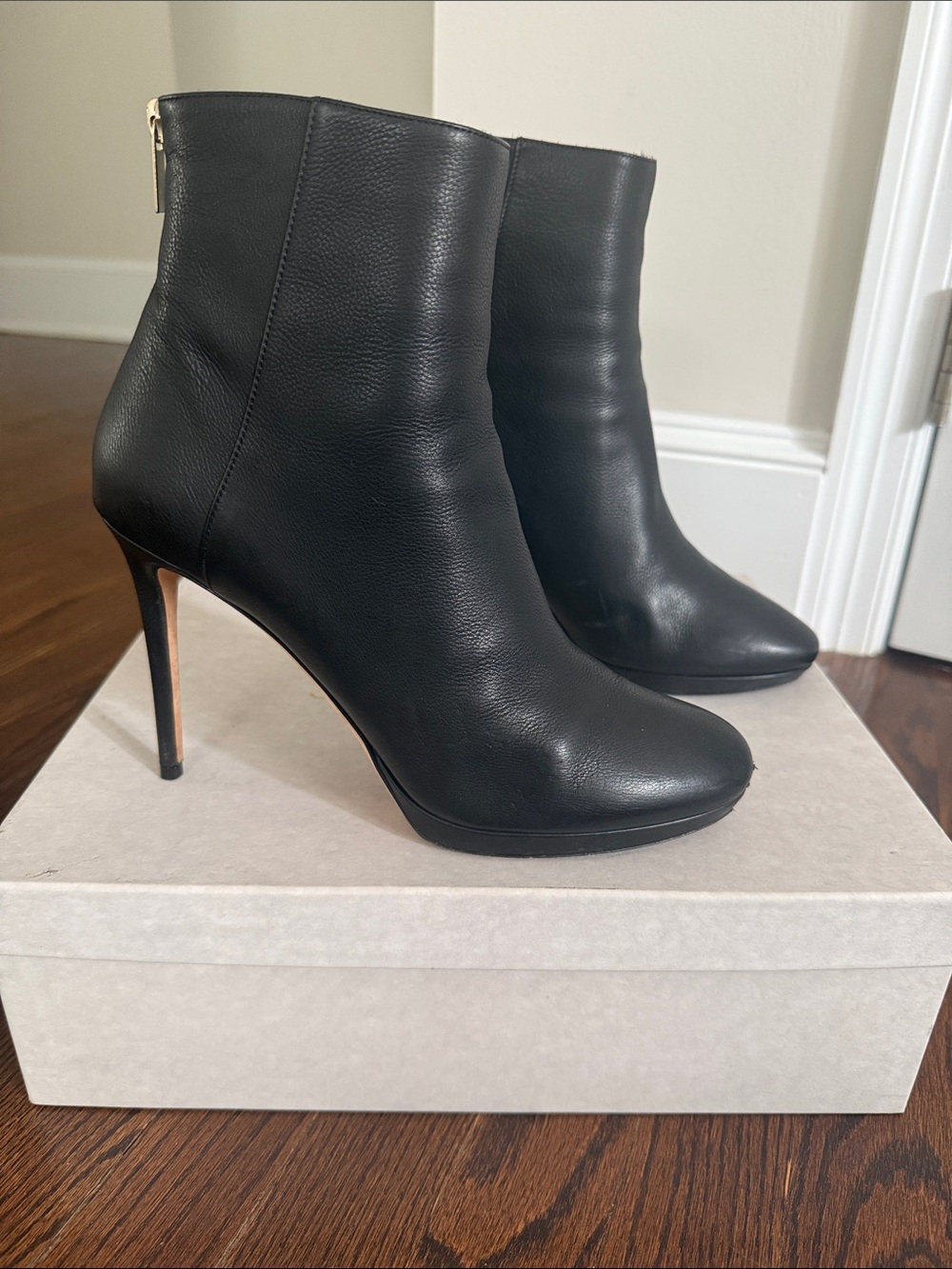 Jimmy Choo Black Leather High Heel Ankle Boots